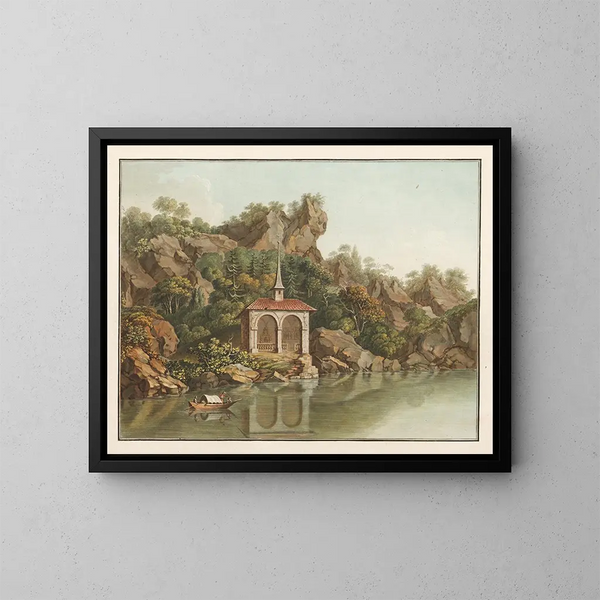 Guillaume Tell-kapellet vid Vierwaldstättersee - Caspar Wolf — inramlat konstverk på väggen