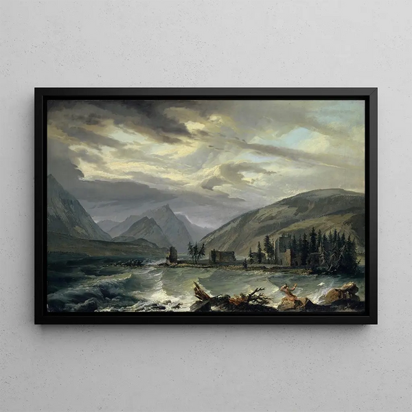 Tempête sur le Lac de Thoune - Caspar Wolf — inramlat konstverk på väggen