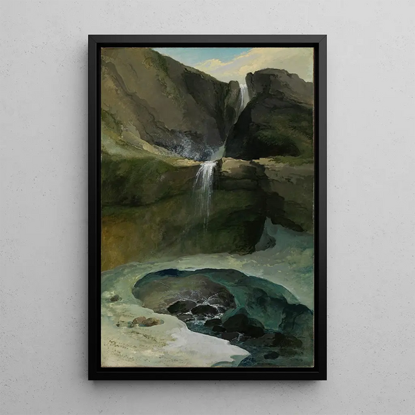 Reproduktion av målningen Les chutes de Geltenbach dans la vallée de Lauenen avec un pont de glace - Caspar Wolf