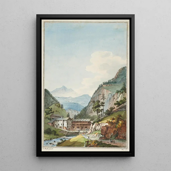 Reproduktion av målningen Vue du Bain de Weissenbourg dans le canton de Berne - Caspar Wolf