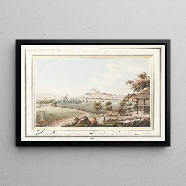 Vue du château seigneurial de Castelen dans le canton de Lucerne - Caspar Wolf — inramlat konstverk på väggen