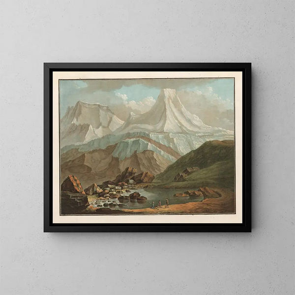 Vue du Grosshorn et du Breithorn avec le petit lac d'Oberhorn - Caspar Wolf — inramlat konstverk på väggen