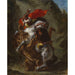 Reproduktion av målningen av den arabiska riddaren attackerad av ett lejon - Eugène Delacroix