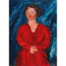 La Femme en rouge au fond bleu - Chaïm Soutine — inramlat konstverk på väggen