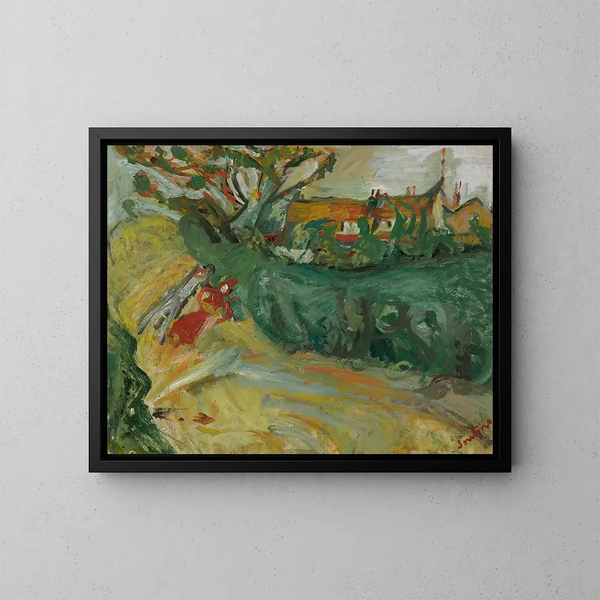 Promenad vid byn - Chaïm Soutine — inramlat konstverk på väggen