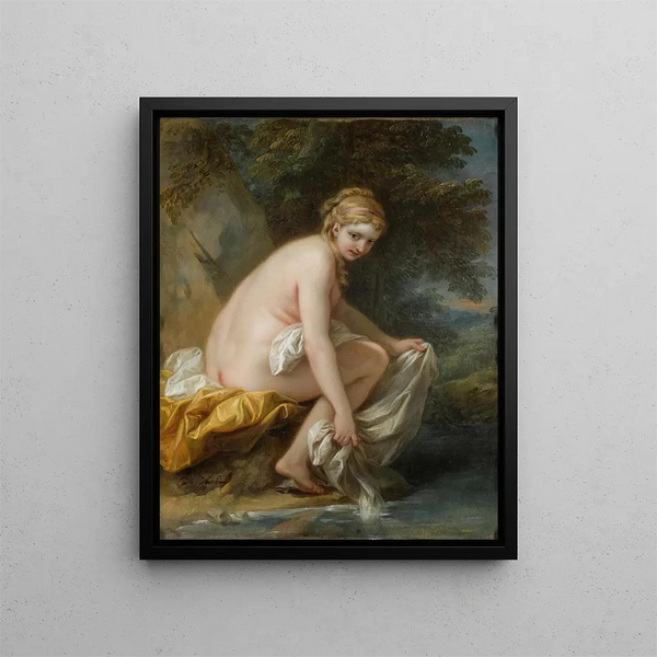 En nymf i sin bad - Charles André van Loo — inramlat konstverk på väggen