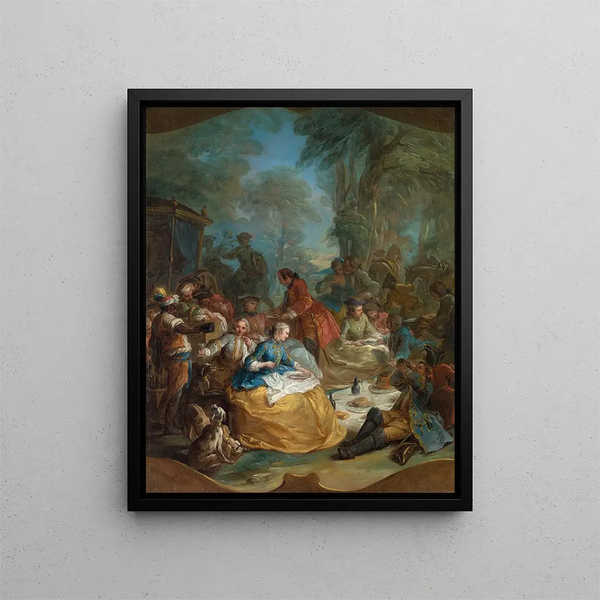 Jaktslut - Charles André van Loo — inramlat konstverk på väggen