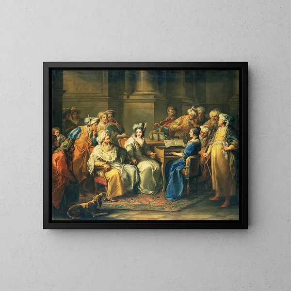 Le Grand Seigneur donnant un concert à sa maîtresse - Charles André van Loo — inramlat konstverk på väggen