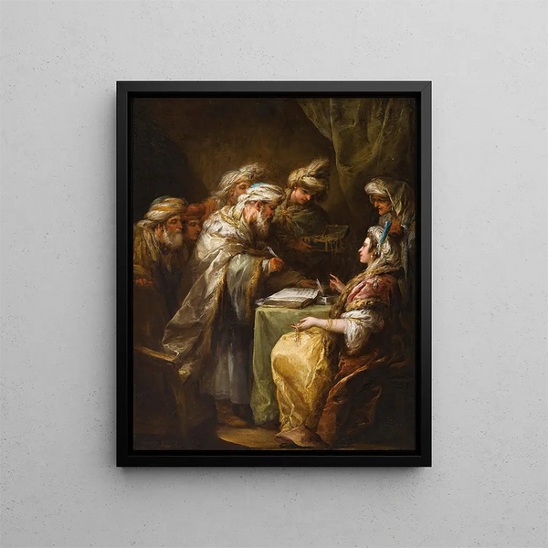 Le contrat de mariage - Charles André van Loo — inramlat konstverk på väggen