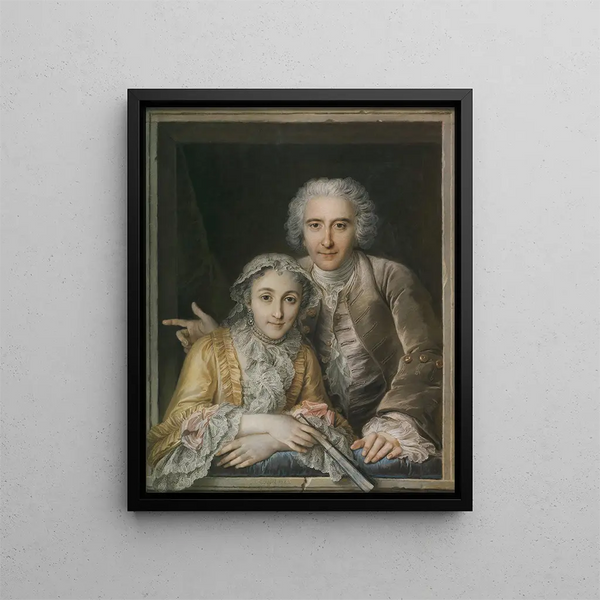 Porträtt av Philippe Coypel och hans maka - Charles-Antoine Coypel — inramlat konstverk på väggen