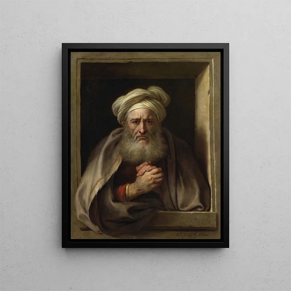 Démocrite den sorgsne - Charles-Antoine Coypel — inramlat konstverk på väggen