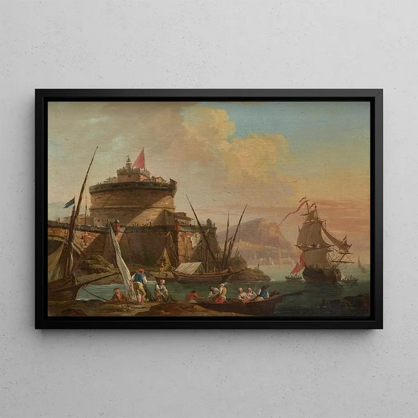 CharlesFranois Grenier De Lacroix - Harbor Scene at Sunset.webp