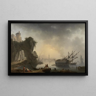 CharlesFranois Grenier De Lacroix - Sdliche Kstenlandschaft am Morgen.webp