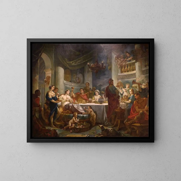 Le repas de Cléopâtre et de Marc Antoine - Charles-Joseph Natoire — inramlat konstverk på väggen