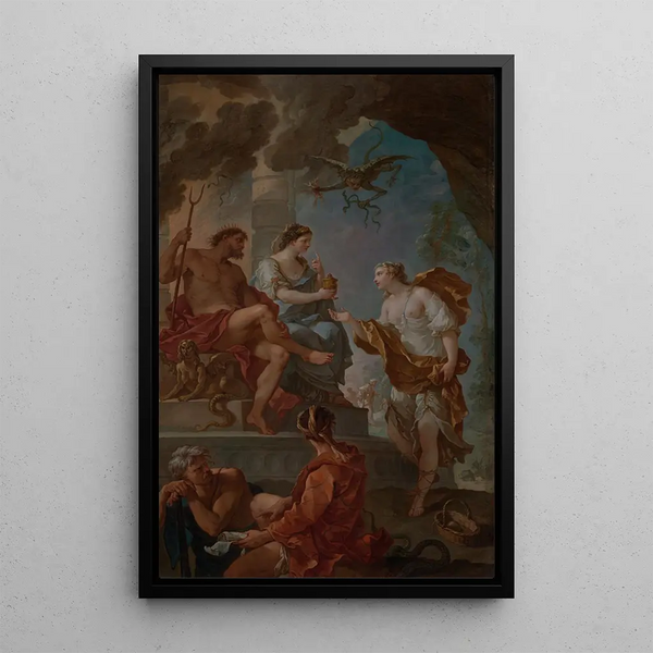 Reproduktion av målningen Psyché aux Enfers Psyché obtenant l'élixir de beauté de Proserpine - Charles-Joseph Natoire