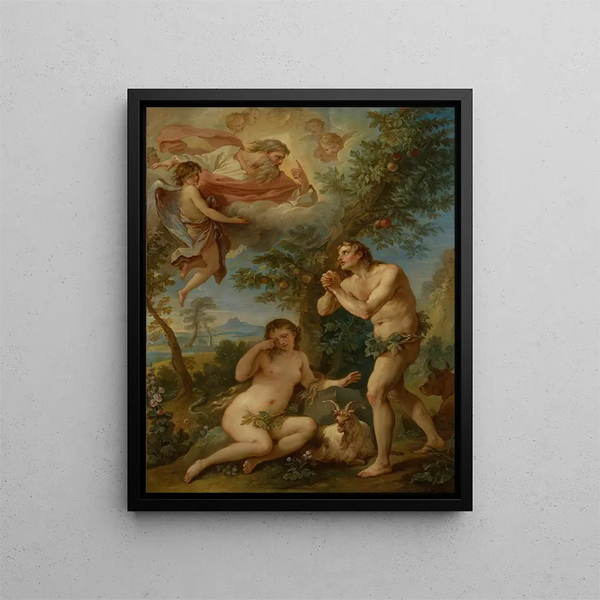 La réprimande d'Adam et Ève - Charles-Joseph Natoire — inramlat konstverk på väggen