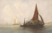 Chaland à foin sur une mer calme - Charles Bentley — vy av konstverket