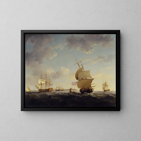 Navigation dans la Manche - Charles Brooking — inramlat konstverk på väggen