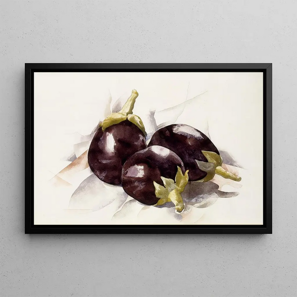 Aubergines - Charles Demuth — inramlat konstverk på väggen