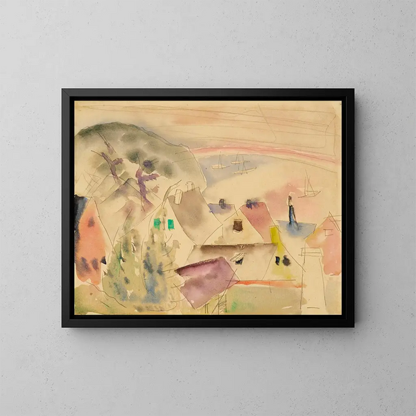 Tak av hus vid havet - Charles Demuth — inramlat konstverk på väggen