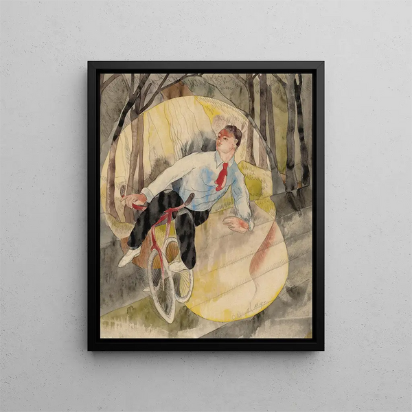 Dans Vaudeville le cycliste - Charles Demuth — inramlat konstverk på väggen