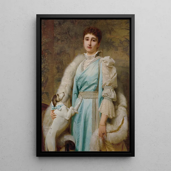 Portrait d'une dame en robe aigue-marine - Charles Edward Perugini — inramlat konstverk på väggen