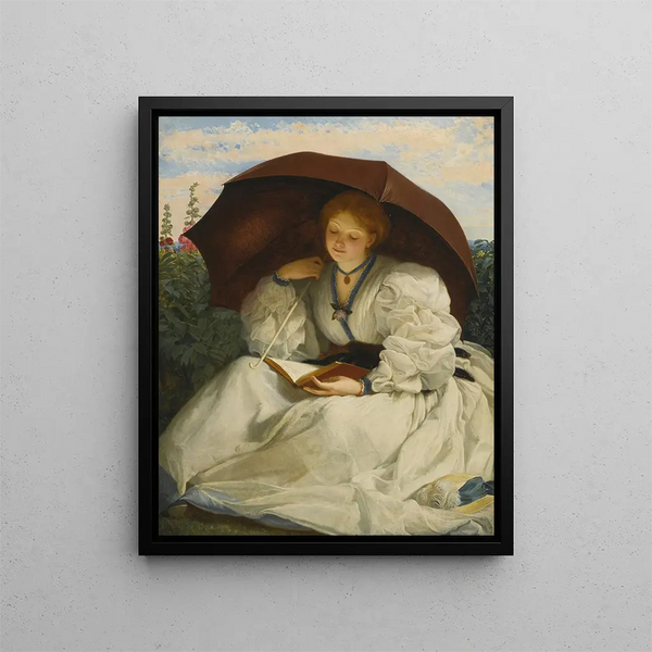 Läsning en solig eftermiddag - Charles Edward Perugini — inramlat konstverk på väggen