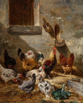 Charles Emile Jacque - Coq et poules dans la bassecour.webp