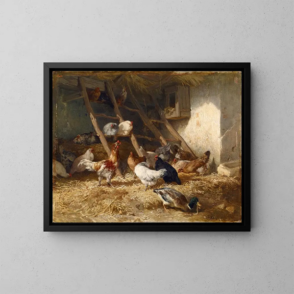 Poulettes - Charles Émile Jacque — inramlat konstverk på väggen