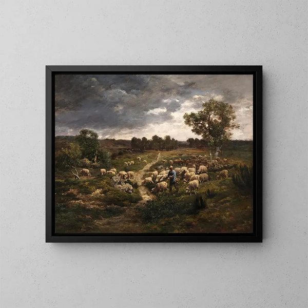 Moutons - Charles Émile Jacque — inramlat konstverk på väggen