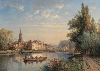 Charles Euphrasie Kuwasseg - A Village by the River.webp