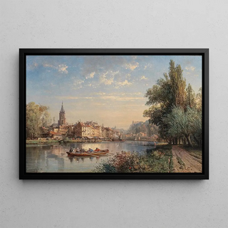 Charles Euphrasie Kuwasseg - A Village by the River.webp