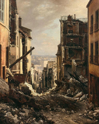 La Rue Royale à Saint - Cloud après l'incendie - Charles Euphrasie Kuwasseg — vy av konstverket