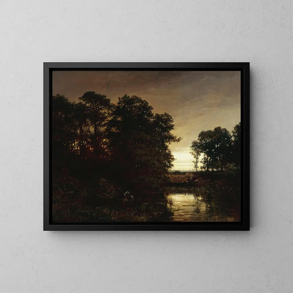 Landskap vid vattnet - Charles François Daubigny — inramlat konstverk på väggen