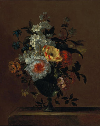 Charles Gilles Dutillieu - Flowers in a glass vase on a pedestal.webp