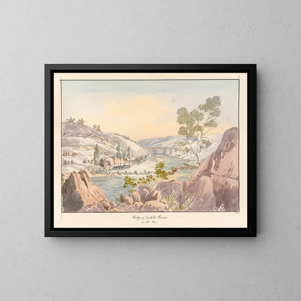 Pont de Castello Bom sur le Coa - Charles Hamilton Smith — inramlat konstverk på väggen
