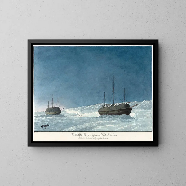 Les navires H M Hecla och Griper i vinterhamnen - Charles Hamilton Smith — inramlat konstverk på väggen
