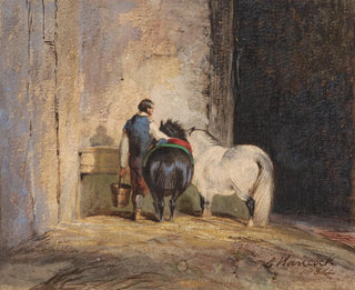 Charles Hancock - Two Shetland Ponies With a Groom.webp
