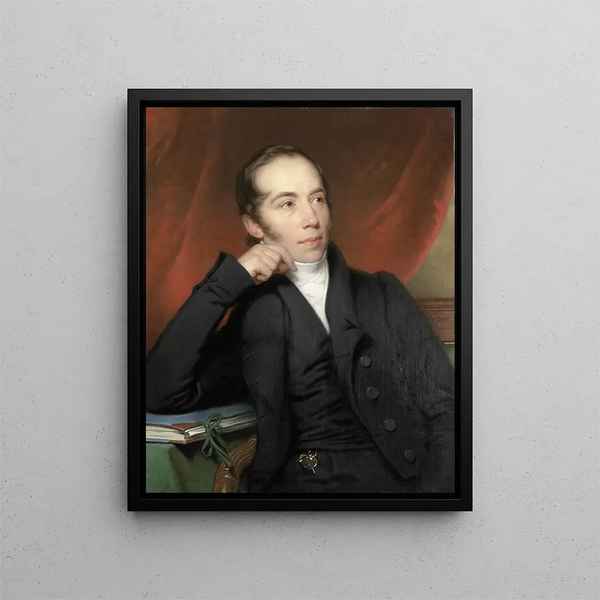 Porträtt av Pieter Ernst Hendrik Praetorius, hovman, tecknare och målare, styrelseordförande för Rijksmuseum 1852-74 - Charles Howard Hodges — inramlat konstverk på väggen