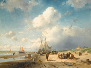 Charles Leickert - Coastal Scene With Fisherfolk.webp