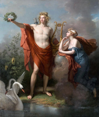 Charles Meynier - Apollo God of Light Eloquence Poetry and The Fine Arts With Urania Muse of Astronomy.webp