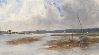 Charles Parsons - River Scene with Stranded Boats.webp