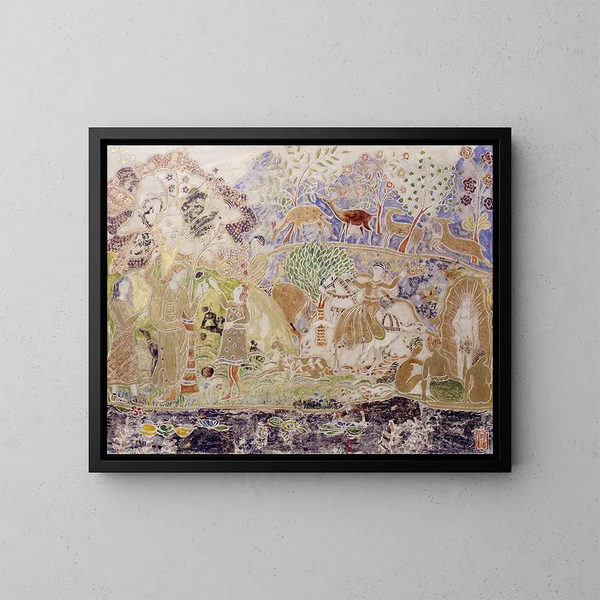Figures et cerfs - Charles Prendergast — inramlat konstverk på väggen