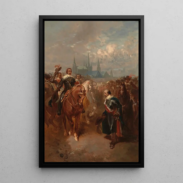 Frédéric-Henri invaderar Maastricht år 1632 - Charles Rochussen — inramlat konstverk på väggen