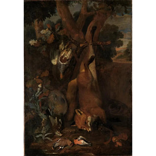 Charles William Hamilton - Jagdstilleben mit Fuchs und Rebhuhn.webp