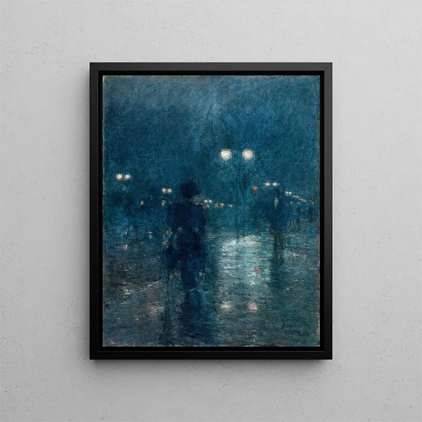 Nocturne de la Cinquième Avenue - Childe Hassam — inramlat konstverk på väggen