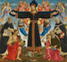 Kristus på korset med helgonen Vincent Ferrer, Jean-Baptiste, Markus och Antoninus - Mäster av Epiphany i Fiesole — vy av konstverket