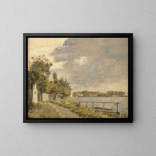 Vue de Dosseringen nära faubourg de Sterbro, utanför Köpenhamn, molnig himmel - Christen Købke — inramlat konstverk på väggen