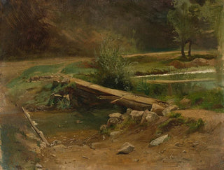 Christian Friedrich Gille - Bridge over a stream.webp