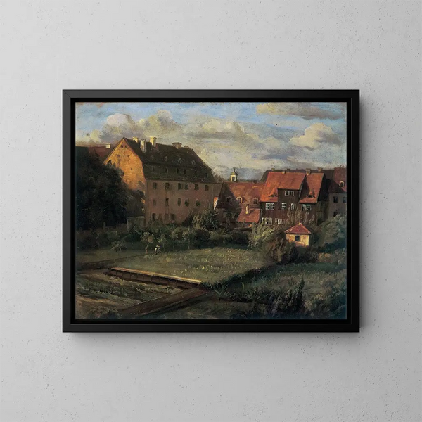 Les maisons rouges - Christian Friedrich Gille — inramlat konstverk på väggen